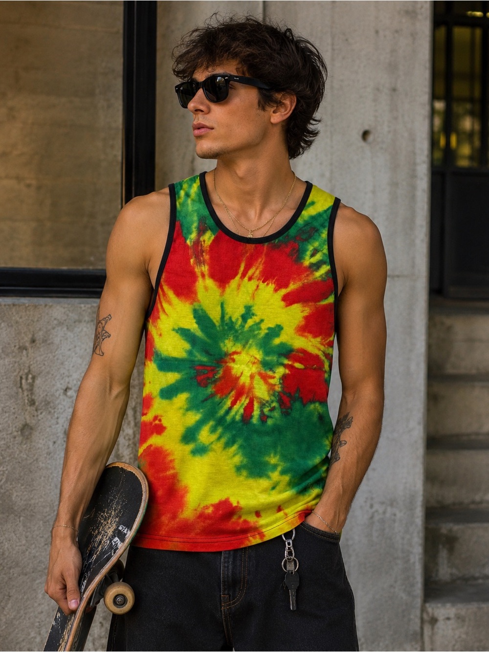 Men's Tie-Dye Rasta vibe Tank Top